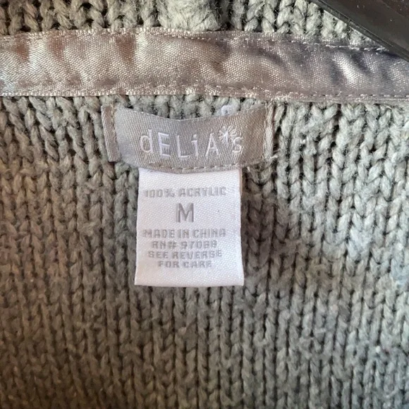 DELiA*s grey hooded cable-knit sweater with button collar - Picture 2 of 4